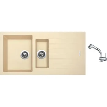 Granitový dřez Set Sinks PERFECTO 1000.1 Sahara + baterie Sinks MIX 3 S Chrom