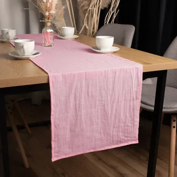 ubrus Lněný běhoun na stůl LEN-017 Světle růžový 20x160 cm