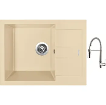 Granitový dřez Set Sinks AMANDA 650 Sahara + baterie Sinks MIX 35 PROF S chrom