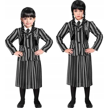 Karnevalový kostým KOSTÝM MALÁ TEMNÁ DÍVKA PRO DĚTI PŘEVLEK HALLOWEEN VELIKOST 116