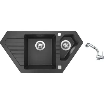 Granitový dřez Set Sinks BRAVO 850.1 Granblack + baterie Sinks MIX 3 S Chrom