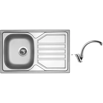 Granitový dřez Set Sinks OKIO 800 V 0,7mm leštěný + baterie Sinks EVERA chrom
