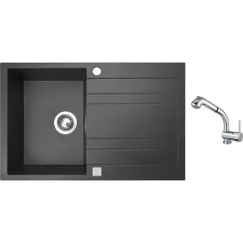 Granitový dřez Set Sinks GRANDE 800 Granblack + baterie Sinks MIX 3 S Chrom