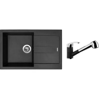 Granitový dřez Set Sinks AMANDA 780 Granblack + baterie Sinks LEGENDA S Granblack