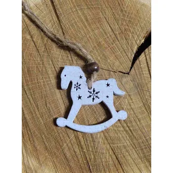 Vánoční dekorace Dřevěný houpací koník k zavěšen s provázkem