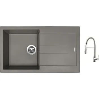 Granitový dřez Set Sinks AMANDA 860 Truffle + baterie Sinks MIX 35 PROF S chrom