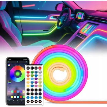 LED osvětlení 10m LED RGB Neon FLEX pásek 5050 s Bluetooth ovládáním přes aplikaci, Dálkový Ovladač a 24V napájecí adaptér