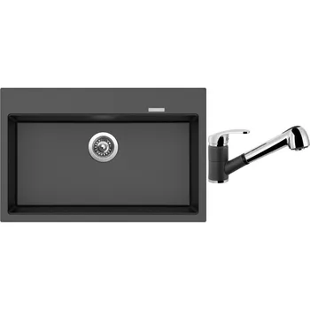 Kuchyňský dřez Set Sinks MAXIMO 780 Metalblack + baterie Sinks LEGENDA S Metalblack