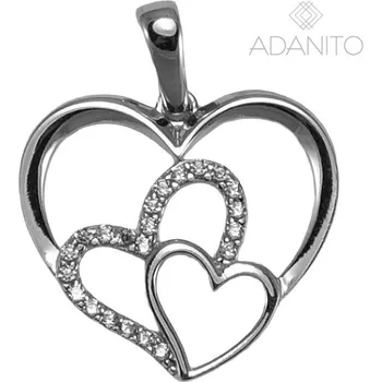 Přívěsek Zlatý přívěsek srdce z bílého zlata se zirkony