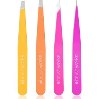 Kosmetická pinzeta Brushworks Combination Tweezer Set sada pinzet na obočí typ Brights 4 ks