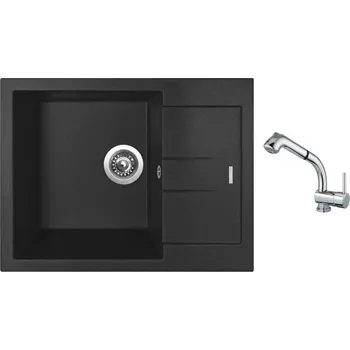Granitový dřez Set Sinks AMANDA 650 Metalblack + baterie Sinks MIX 3 S Chrom