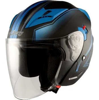 Helma na motorku A-PRO YORK BL MT modrá otevřená jet přilba ,XL