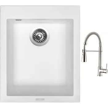 Granitový dřez Set Sinks CUBE 410 Milk + baterie Sinks MIX 35 PROF S chrom
