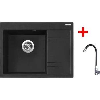 Granitový dřez Sinks RIM 650 L Granblack + Elasta nerez/černá