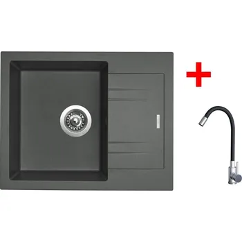 Granitový dřez Sinks LINEA 600 Titanium + Elasta nerez/černá