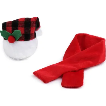 Vánoce Vánoční mini čepice a šála na láhev