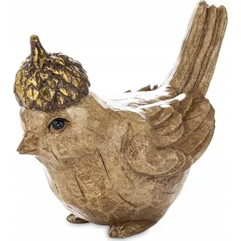 Dekorativní ozdoba ptáček 12 cm hnědý, podzimní figurka do aranžmá