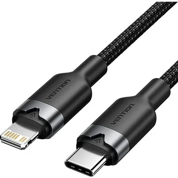 Datový kabel Vention USB 2.0 Type-C Male to Lightning Male 3A Cable 1M Black Aluminum Alloy Type