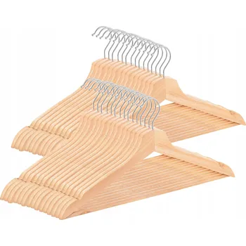 Věšák Věšák na oblečení Springos světlý buk dřevěný závěsný 30 ks