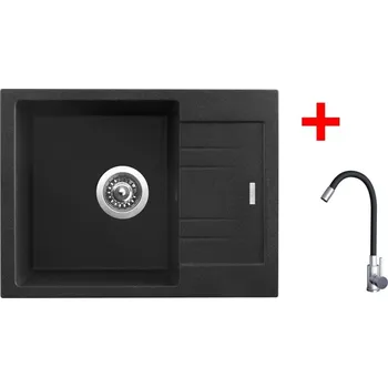 Granitový dřez Sinks RAPID 580 Granblack + Elasta nerez/černá