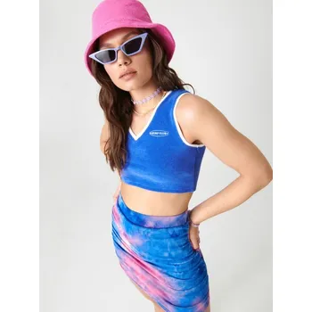 Sinsay - Crop top s ozdobnou výšivkou - modrá - 8879J-54X - 8879J-54X-L