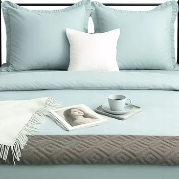 Povlečení Zelené šalvějové Povlečení Ruffy 100% Bavlna 220x200 + 2 povlaky na polštáře s volánkem