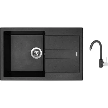 Granitový dřez Set Sinks AMANDA 780 Metalblack + baterie Sinks MIX 35 Metalblack