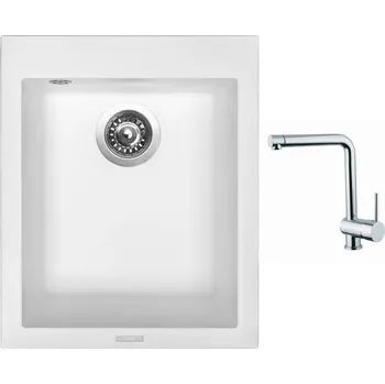 Granitový dřez Set Sinks CUBE 410 Milk + baterie Sinks MIX 3 chrom