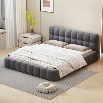 Postel Dřevěná manželská postel Arhatreya 140x190 cm šedá