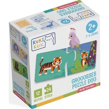 Dětské zboží Kukikuk Grooosses Puzzle Duo Wo die Tiere Leben
