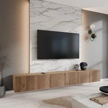 Televizní stolek Frézovaný TV stolek KLER 300 cm - dub artisan/dub catania