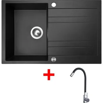 Granitový dřez Sinks GRANDE 800 XC Metalblack + Elasta nerez/černá