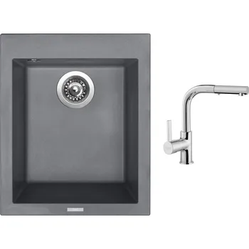 Granitový dřez Set Sinks CUBE 410 Titanium + baterie Sinks ENIGMA S chrom