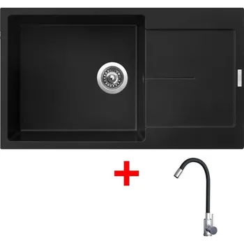 Granitový dřez Sinks ULTIMA 860 XXL Pureblack + Elasta nerez/černá