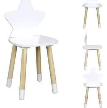Jídelní židlička Dětská dřevěná židlička Star bílá s hvězdou, odolná