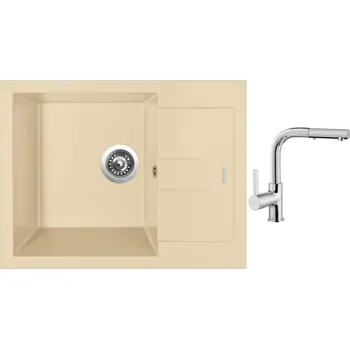 Granitový dřez Set Sinks AMANDA 650 Sahara + baterie Sinks ENIGMA S chrom