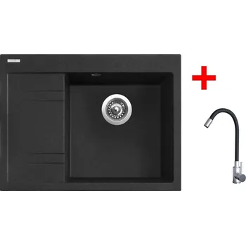 Granitový dřez Sinks RIM 650 P Granblack + Elasta nerez/černá