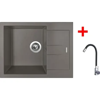 Granitový dřez Sinks AMANDA 650 Truffle + Elasta nerez/černá