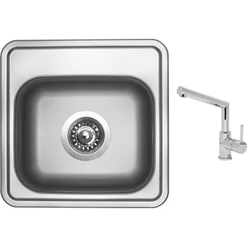 Kuchyňský dřez Set Sinks BAR 380 V matný + baterie Sinks MIX 350 P chrom