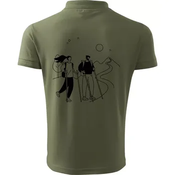 Pánská košile Kreslený pár na výletě - Polokošile pánská Pique Polo 203 - 4XL ( Khaki )