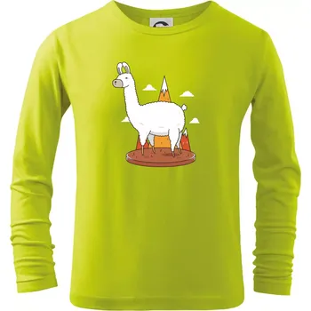 Chlapecké oblečení Alpaka kreslená - Triko dětské Long Sleeve - 122 cm/6 let ( Limetková )
