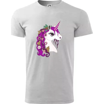 Vánoční jednorožec - Triko extra velké (5-8XL) - 6XL ( Světlešedý Melír )