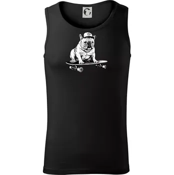 Černobílý buldok na skateboardu - Tílko pánské Core - L ( Černá )
