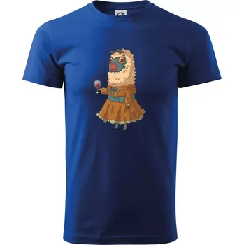Pánské tričko Alpaka s vínem žena - Triko extra velké (5-8XL) - 8XL ( Královská modrá )
