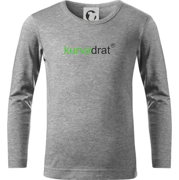Chlapecké tričko KurvaDrát - Triko dětské Long Sleeve - 122 cm/6 let ( Tmavě šedý melír )