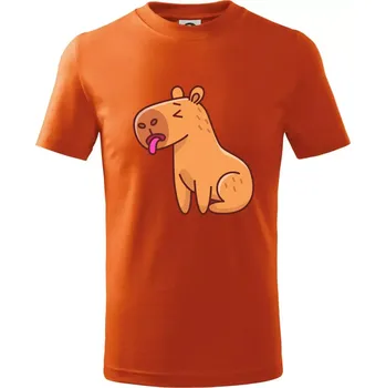 Unavená kapybara - Tričko dětské bavlněné - 122 cm/6 let ( Oranžová )