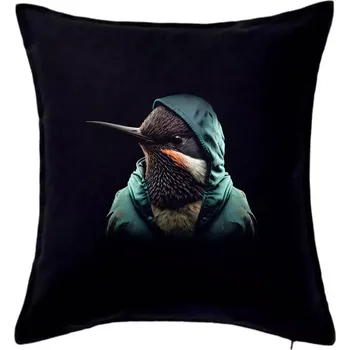 Polštář Kolibřík v bundě - Polštář 50x50 - 50x50 - Pouze potah ( Černá )