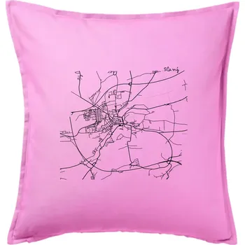 Polštář Mapy měst černobílé Slaný - Polštář 50x50 - 50x50 - Pouze potah ( Růžová )