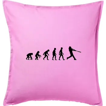 Polštář Evoluce baseball pálkař odpal - Polštář 50x50 - 50x50 - Pouze potah ( Růžová )
