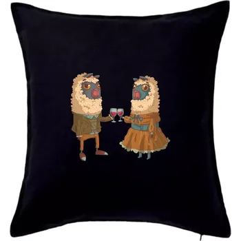 Polštář Alpaky s vínem pár - Polštář 50x50 - 50x50 - Pouze potah ( Černá )